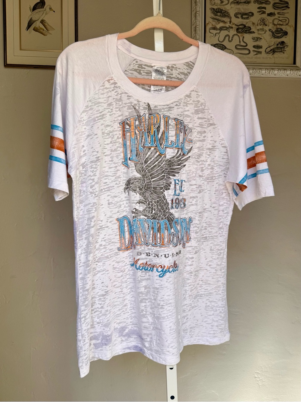 Harley-Davidson Spokane, WA 2013 Burnout White Eagle Tee XL - tag cut - AS IS